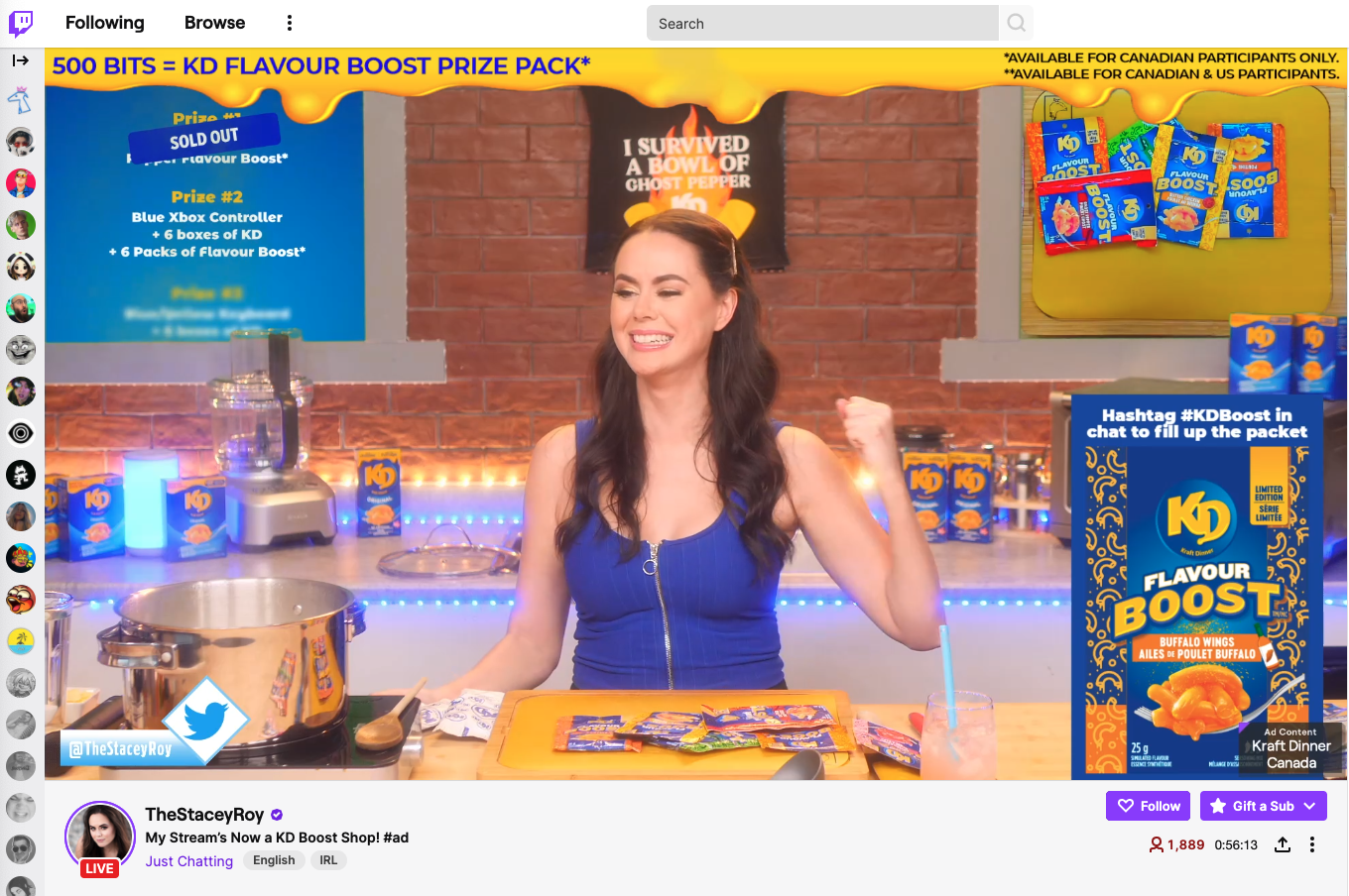 KD Flavour Boost featured on TheStaceyRoy's Twitch stream